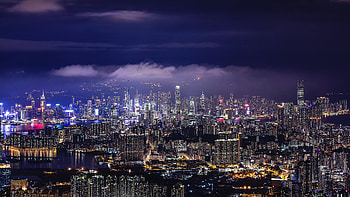 Night city lights, Hong Kong Skyline HD wallpaper