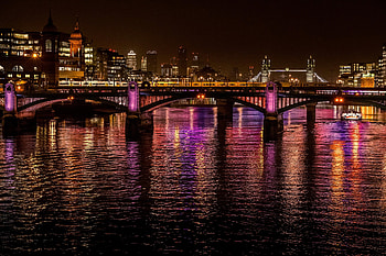 Cities, Water, City, Lights, Reflection, Night City, Bridge HD wallpaper