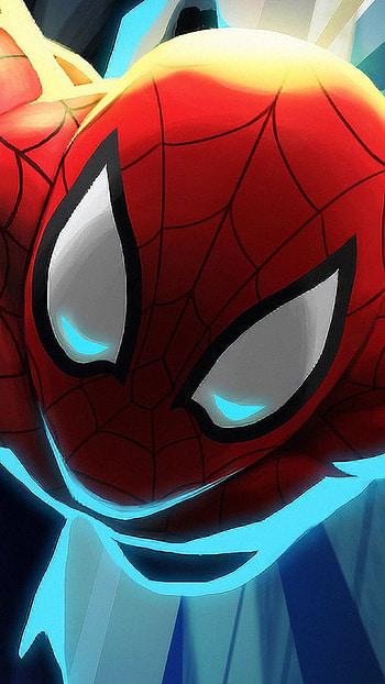 spider man, eye, red, spider man, electric blue, colourful HD phone wallpaper