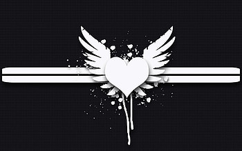Black and White, Heart With Wings HD wallpaper