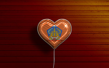 I Love Bali, , realistic balloons, orange wooden background, Day of Bali, indonesian provinces, flag of Bali, Indonesia, balloon with flag, Provinces of Indonesia, Bali flag, Bali HD wallpaper
