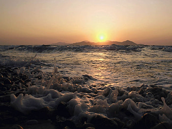 Nature, Sunset, Sea, Spray, Foam HD wallpaper