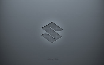 Suzuki logo, gray creative background, Suzuki emblem, gray paper texture, Suzuki, gray background, Suzuki 3d logo HD wallpaper