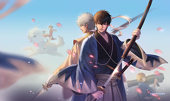 Gintama, Sakata Gintoki, Hijikata Toushirou, Okita Sougo HD wallpaper