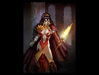 Fire Mage, girl, mage, fantasy, fire HD wallpaper