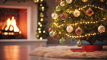 Holiday Glow - Cozy Christmas Tree & Fireplace, Christmas Decorations, Christmas Tree, Christmas Ornaments, Fireplace HD wallpaper