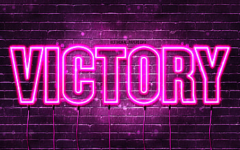Happy Birtay Victory, , pink neon lights, Victory name, creative, Victory Happy Birtay, Victory Birtay, popular french female names, with Victory name, Victory HD wallpaper