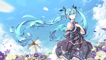 Hatsune Miku music, Wind heads, Vocaloid, Blue hair HD wallpaper