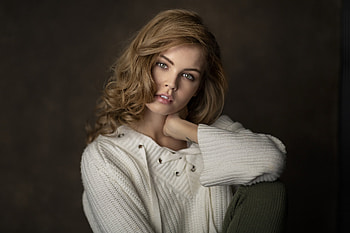 Blonde, woman, girl model, green eyes HD wallpaper