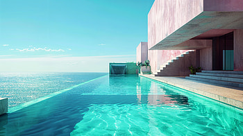 Serene Poolside Bliss: Ultra, pool, Modern Architecture, luxury HD wallpaper