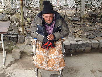 Have you any compassion, wheelchair, city, man, vet, people HD wallpaper