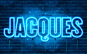 Happy Birtay Jacques, , blue neon lights, Jacques name, creative, Jacques Happy Birtay, Jacques Birtay, popular french male names, with Jacques name, Jacques HD wallpaper