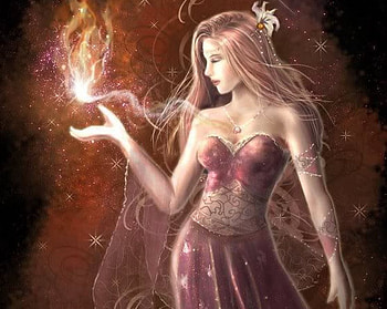 atis_queen_of_chaos, sexy, magic, hot, cute, girl, anime girl, anime, fantasy, light, magical, fire HD wallpaper