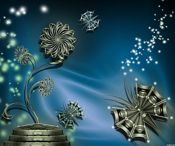 Metal Fantasy, 3d and cg, abstract, butterfly, flower, other HD wallpaper