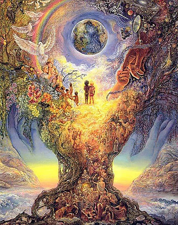 Josephine Wall, Trinx Tree of Life, Magical painting, Artistic masterpiece HD phone wallpaper