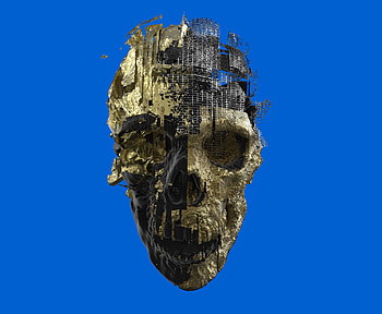 3D, Paint, Golden, Skull, Skeleton HD wallpaper