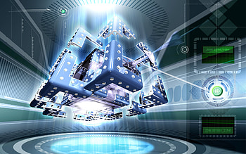 Digital Cube, blue, cube, 3d HD wallpaper