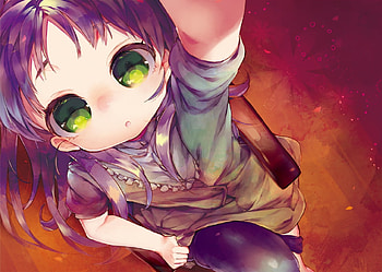 Loli, anime, eyes, cute, sinobusan, girl, manga, orange HD wallpaper