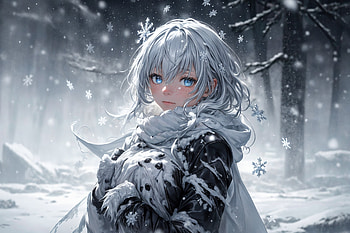 A girl trapped on winter (snowstorm), girl, Anime, winter, snow, white hair, anime girl, winter anime HD wallpaper