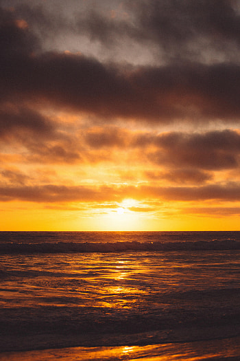 Nature, Water, Sunset, Sun, Clouds, Glare HD phone wallpaper
