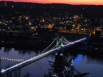 Sunset Over The Bridge, river, steubenville, ohio, bridge, sky, sunset, west virginia HD wallpaper