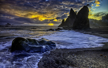 Nature, Water, Sunset, Stones, Sea, Twilight, Shore, Bank, Color, Colors, Evening, Streams, Flows HD wallpaper