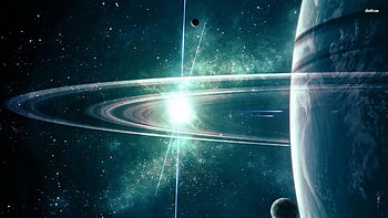 light on planetary ring, space, planet, ring, light HD wallpaper