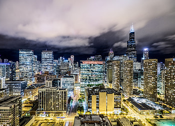 Cities, Night City, Skyscrapers, Chicago, Exposition, Exposure HD wallpaper