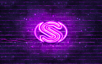 Sapphire violet logo, , violet brickwall, Sapphire logo, brands, Sapphire neon logo, Sapphire HD wallpaper
