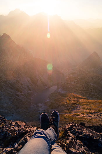 Enjoy a peaceful mountain view from above, capturing the essence of tranquility and adventure. HD phone wallpaper