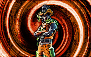Patch Patroller, orange grunge background, Fortnite, vortex, Fortnite characters, Patch Patroller Skin, Fortnite Battle Royale, Patch Patroller Fortnite HD wallpaper