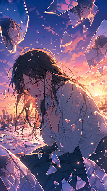 Shattered Dawn: Falling Apart — , Anime Girl, City Skyline HD phone wallpaper