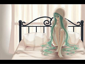 Hatsune Miku - From Y to Y, awesome, artistic, nice, digital, cg, hatsune, aqua eyes, sexy, white, window, bed, hatsune miku, art, twintail, hot, girl, singer, aqua, from y to y, anime girl, heart broken, anime, pretty, virtual, blue, black, hoodie, song, cute, vocaloid, beauty, miku, music, vocaloids, thighhighs, program, curtains, beautiful, diva, lonely, aqua hair, love, cool, idol HD wallpaper