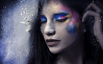 :), girl, dust, makeup, blue, face, woman HD wallpaper
