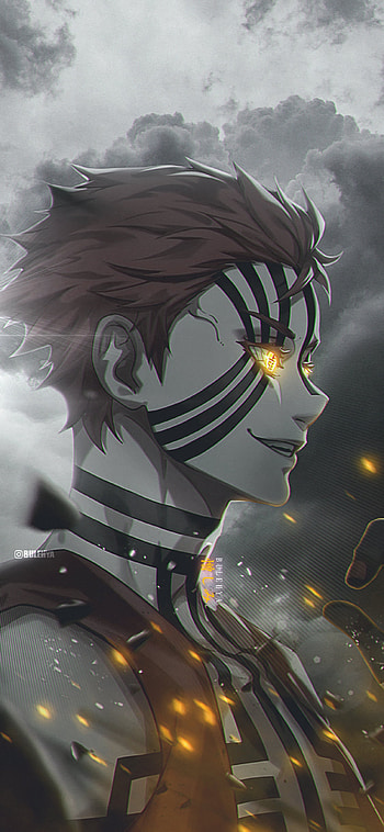 Akaza demon slayer, eye, zenitsu, inosuke, rengoku, kimetsunoyaiba, tanjiro, demonslayer, kny, muzan HD phone wallpaper