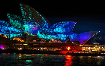 Sydney Opera House, Theatre, Party, Modern, Event, Australia, Night, South, Illuminations, House, Landmark, Vacation, Sydney, Docks, Wales, Tourism, Venue, Harbour, Holiday, New, Opera, Lights, Pier HD wallpaper