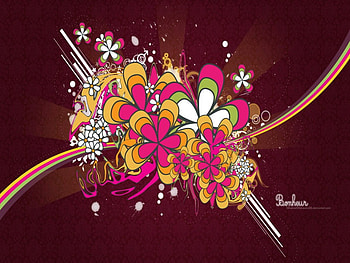 Flower Festival, rainbow stripes, flowers, art HD wallpaper