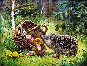 lunch for hedgehogs, mushrooms, animals, hedgehogs, lunch HD wallpaper