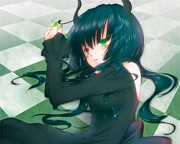 Black Rock Shooter, cute, girl, anime, floor HD wallpaper