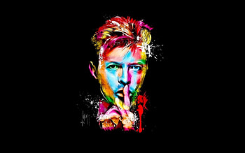 David Bowie, colorful, black, rainbow, art, man, artist, singer HD wallpaper