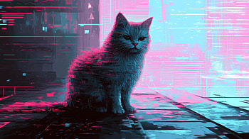Cyberpunk Cat Glitchcore, cat, cyberpunk HD wallpaper