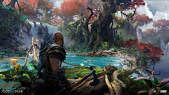 God of War: Ragnarök — Kratos at the Enchanted Pool, video game, God of War: Ragnarök HD wallpaper
