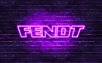 Fendt violet logo, , violet brickwall, Fendt logo, brands, Fendt neon logo, Fendt HD wallpaper