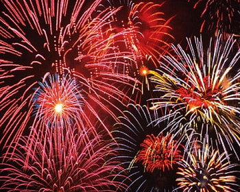 The Fireworks, night, burst, multicolored, spreading, explosions, colors, sky HD wallpaper