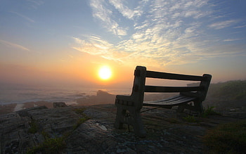 Sit Awhile, Nature, Bench, Sunset, View HD wallpaper
