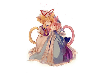 Yukari Yakumo, Yuyuko Saigyouji, touhou, anime girls, hug HD wallpaper