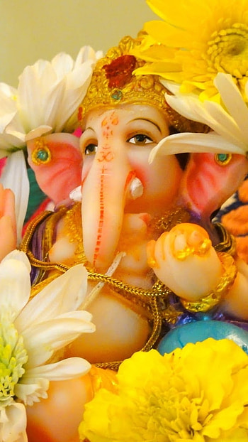 Ganpati , Colorful, Flowers Decoration HD phone wallpaper