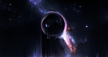 Glitch, black hole, dark, space, fantasy, art HD wallpaper