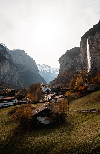 Nature, Mountains, Lock, Building, Rocks, Construction HD phone wallpaper