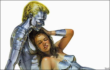 together, lay down, woman, man, steel HD wallpaper
